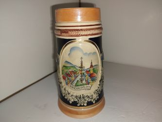 Original King German Beer Stein Kindberg Austria 700ml Hand-Painted Ceramic Mug