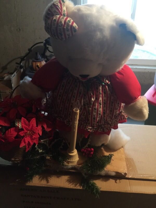 Xmas teddy bear with candle light