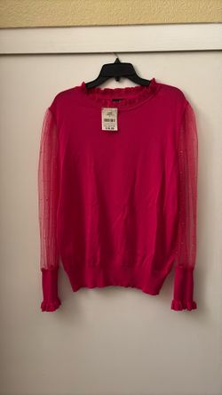 suéter, rosa con mangas transparente size extra Large