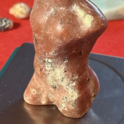 74 carat Pink Opal Grass Tourmaline Male Torso Statue 