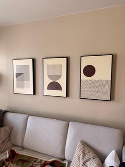 Set of 3 Abstract Geometric Framed Wall Art