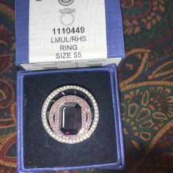 The elegance and beauty of Swarovski designs rhodium-plated cocktail ring featuring Amethyst crystal Size:55