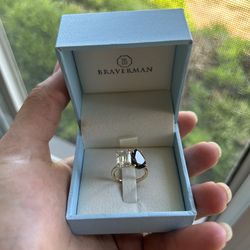 Double Stone Ring - 18k Gold, Black Diamond x Moissanite