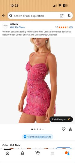 Amazon Dress Sparkly Pink Y2K