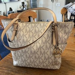 Michael Kors Tote Large Size Purse Very Clean Inside Material But Heavy Wear On Buckle Strap