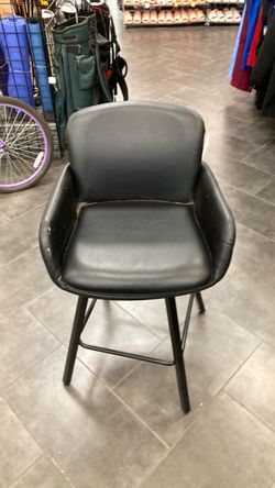 3 Black Faux Leather Bar Stools with Arms