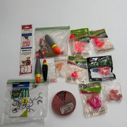 Mixed Fishing Tackle Lot Owner Hooks Eagle Claw Floats Trout Beads Split Shot
