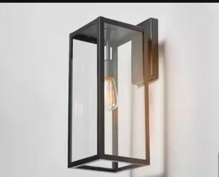 Hampton Bay Hurley 19.25 in. Black Outdoor Lantern Sconce 
Light