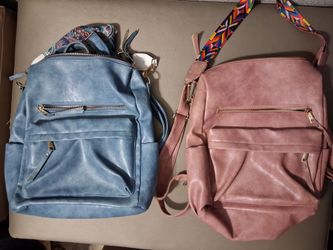 Faux Leather Backpack with Colorful Strap