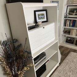 Solid Wood Bookcase With Pull-down Desk