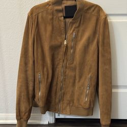 AllSaints XXL Tan Suede Bomber Jacket – Discontinued / Rare