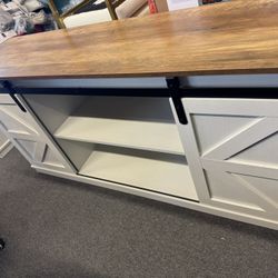 New Barn Doors Tv Stand Coffee Bar Cabinet Storage Buffet Table , Comes Assembled 