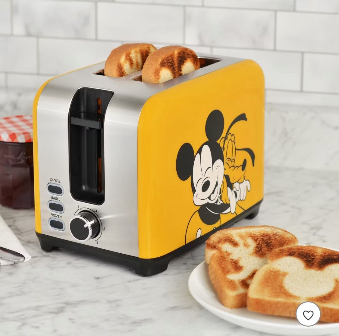 Disney Mickey and Pluto 2-Slice Toaster, Yellow