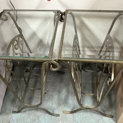 Two Brass Antique Magazine Tables