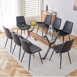 Glass Dining Table Set + 8 Chairs 