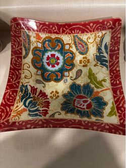 Multicolored paisley shallow bowl