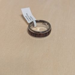Titanium - Polished Wood Finish Ring