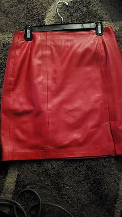 Red leather skirt