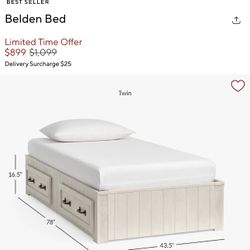 Pottery Barn Belden TWIN Bed Frame - Color Bleached Bone