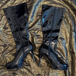 Gothic Black Tall Hi Heel Boots Halloween