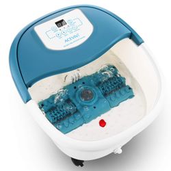ACEVIVI Foot Spa Bath Massager with Heat, Automatic Foot Bath with Motorized Shiatsu and Maize Roller Massage, Pumice Stone, Red Light, Timer, Foot So