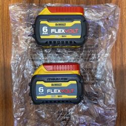 (2)Dewalt 20V/60v Flexvolt 6.0 Ah Battery Pack (DCB606)