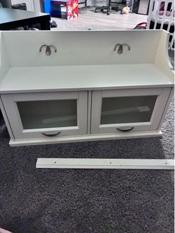 Wall mount double window hanging shelf