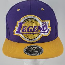 Los Angeles Lakers LEGEND Kobe Bryant 24 Top Level Purple Gold Snapback Hat Cap