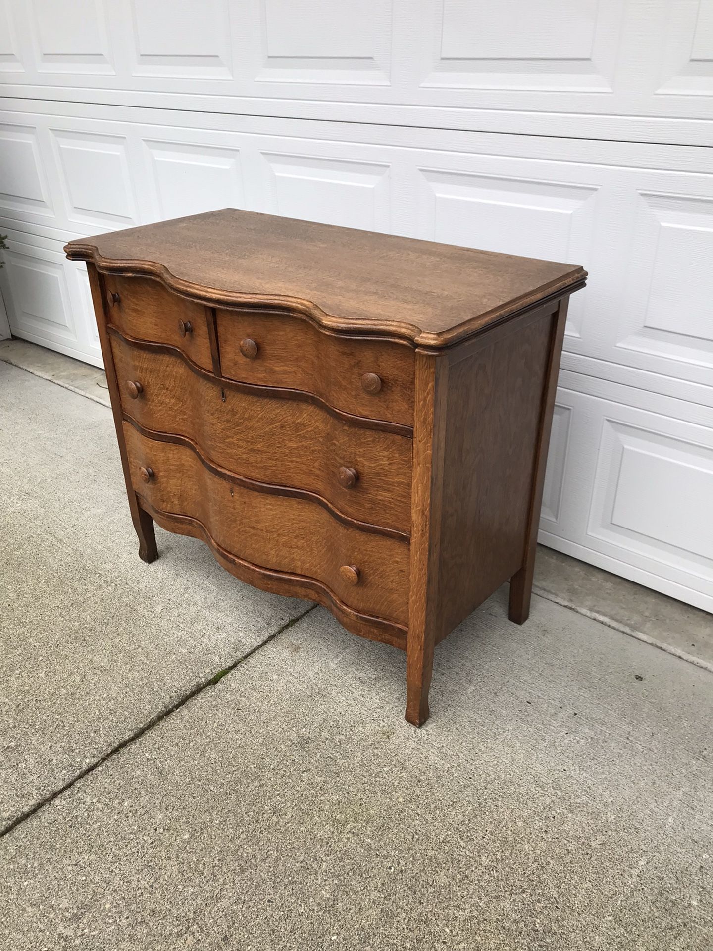 Pending Pickup- Gorgeous Antique Serpentine Oak  Dresser