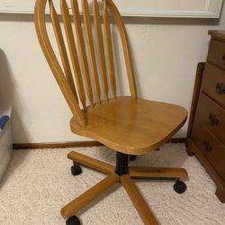Vintage Oak Rolling Desk Chair