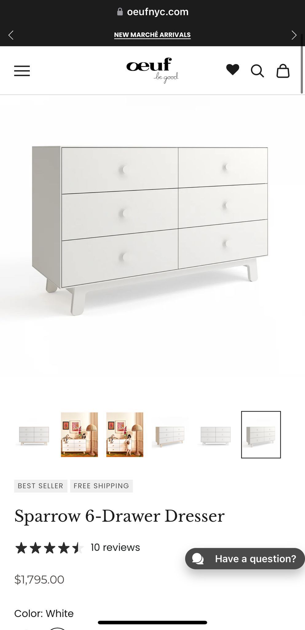 Oeuf Dresser White - DELIVERY INCLUDED