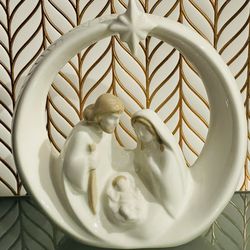 Christian Book Holy Family Porcelain Nativity Display Statue Figurine