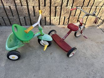 Classic Red Radio Flyer Tricycle and Kettler Go-Green Folding Tricycle