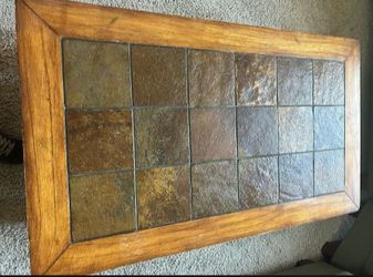 Wooden Coffee Table , Slate Tile On Top (solid Wood)