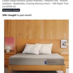 Casper Sleep Element Queen Mattress. Medium Feel. Motion Isolation