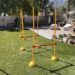 Training Poles With Bars With Small Soccer Goals 