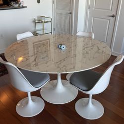 Modway Marble Dining Table & Set Of 4 Chairs