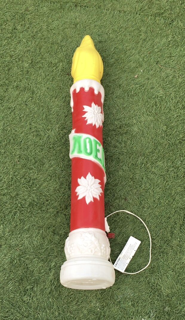 Blow Mold Lighted Candle 39" Christmas Made In USA