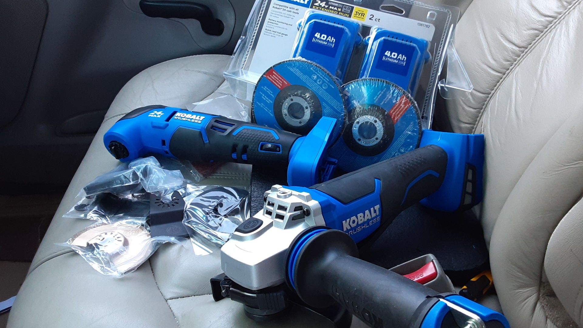 Kobalt Brushless 24V cordless multi-tool and Grinder.