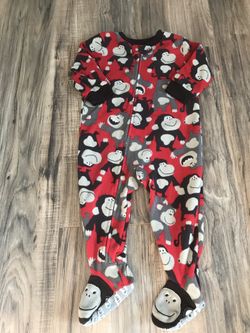 12m Carter’s fleece monkey footed pajama sleeper - $5!!