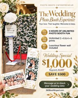 Unlimited Printing Photo Booth with luxurious flower wall