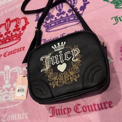 New Black Juicy Couture Crossbody Purse Bag Velvet Licorice Heritage Crossbody