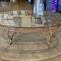 Hefty Oval Glass Top Coffee Table
