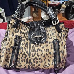 Leopard print tote bag with black trim by NINE WEST