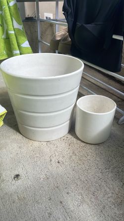 White Ceramic Plant Pots Set of 2