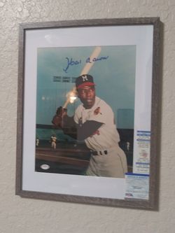 Huge over 2ft hank arron autograph framed psa dna with og ticket from 1994 signing