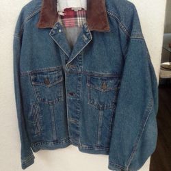 LEATHER COLLAR JEAN JACKET