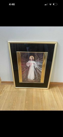 Divine Mercy Gold Stamped Frame Print