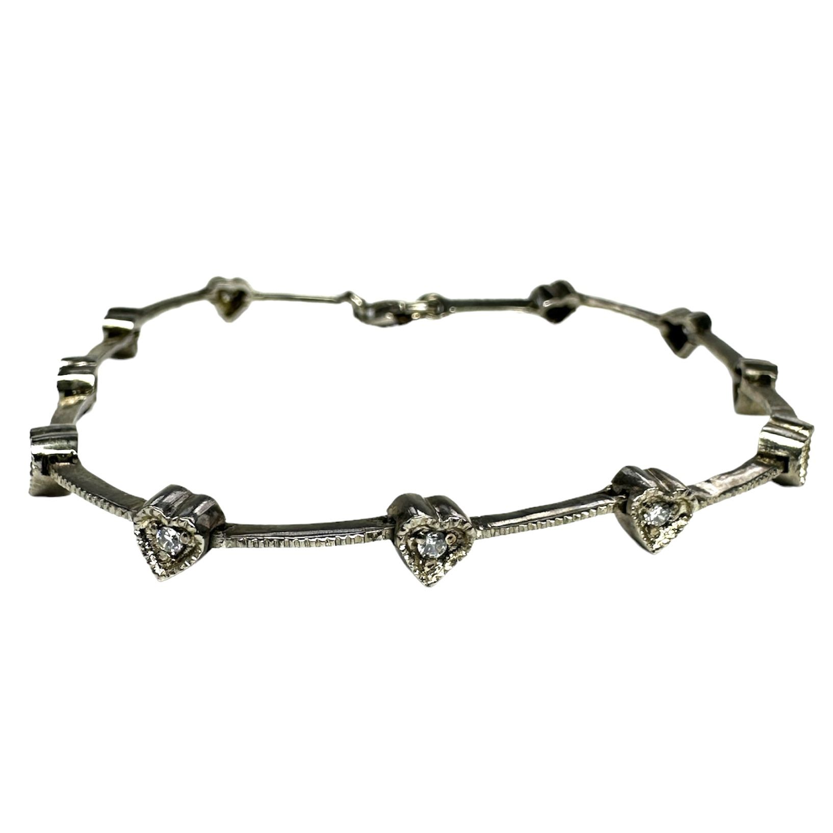 Silver Heart CZ Diamond Bracelet Jewelry 