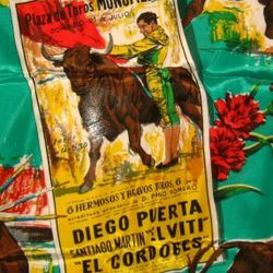 Rare Vintage 1960’s Beautiful Spanish Bullfighting Scarf